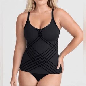 Honeylove Silhouette Cami Top Womens 2x Black Shapewear Stretch Removable Pads